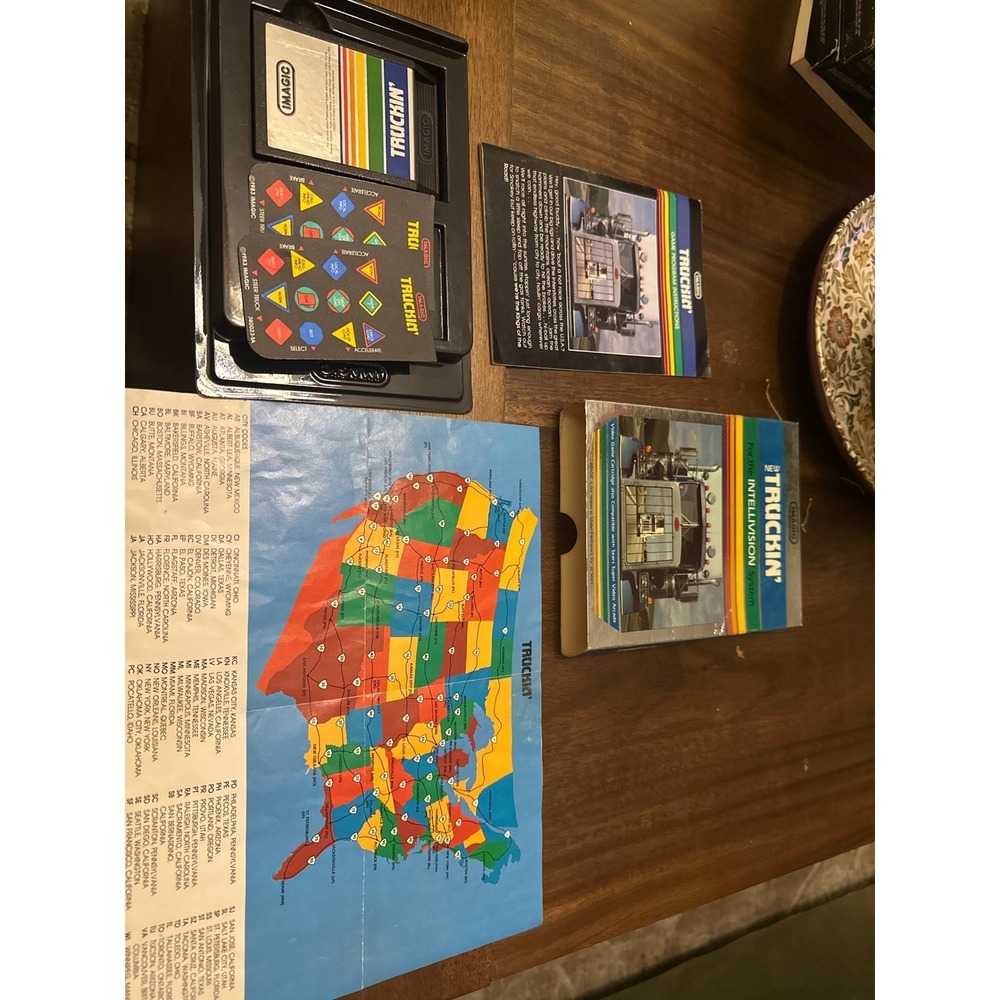 Truckin' Imagic Mattel Intellivision Game CIB with Overlays Map 1983 Vintage